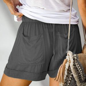 Women's Drawstring Shorts Summer Elastic Waist Casual Lightweight with Pockets